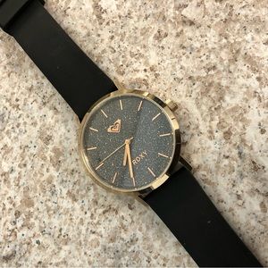 Roxy silicone watch with black crystals